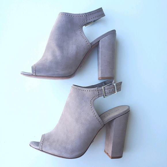 Schutz Hermina Peep Toe Nubuck Bootie - Picture 2 of 6